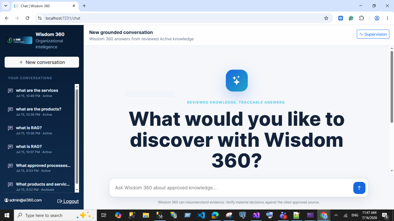 Wisdom 360 new grounded conversation interface