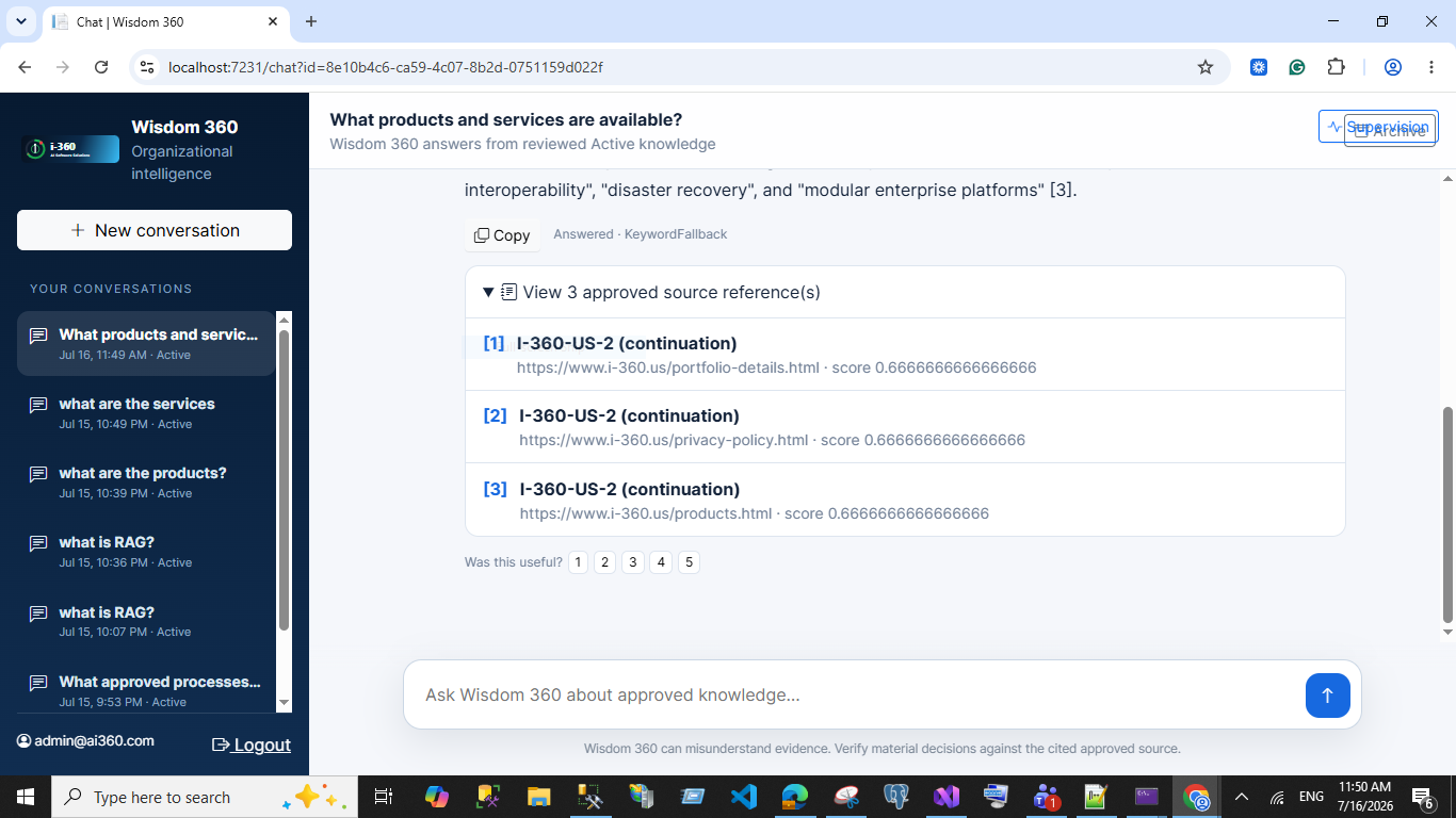 Wisdom 360 approved source evidence panel